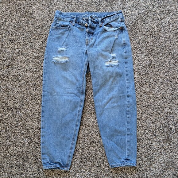 Old Navy Slouchy Taper Jeans Medium Light Wash Size 4 - Picture 1 of 3